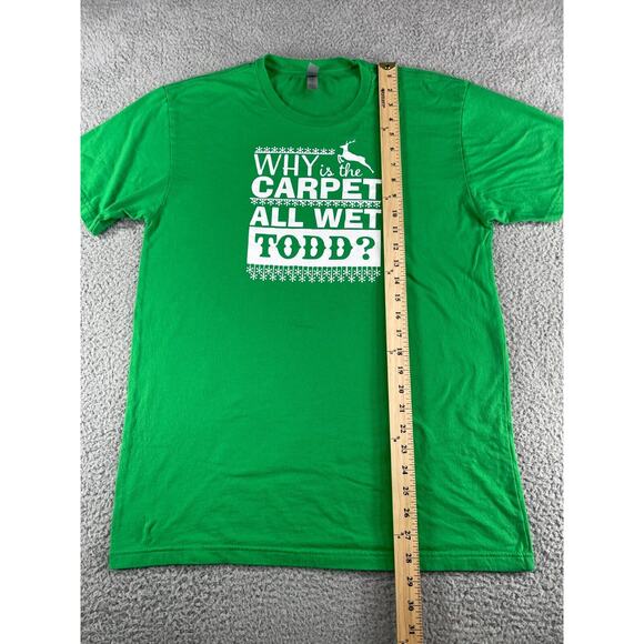 National Lampoons Christmas Vacation Shirt Mens Large Green Why Is Carpet Wet - Picture 8 of 11